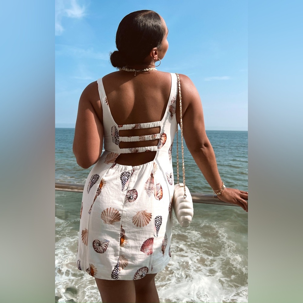SHOW ME YOUR MUMU Steph Mini Dress In Shell Linen - Picture 5 of 8
